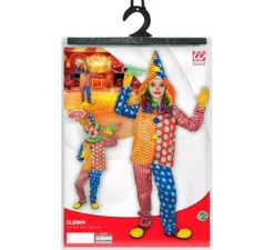 Costume da clown a righe e pois per bambini e ragazzi