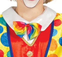 Costume da clown a strisce multicolore per un ragazzo
