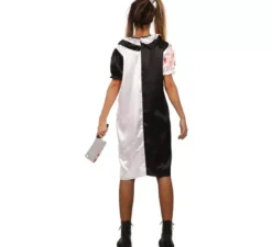 Costume da clown bianco e nero con sangue finto per donna