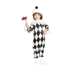 Costume da Clown Diamond Pierrot con cappello per neonato e bambino