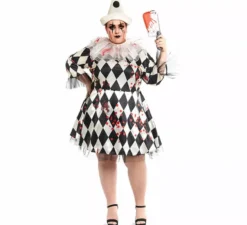Costume da Clown Killer Pierrot con cappello per donna