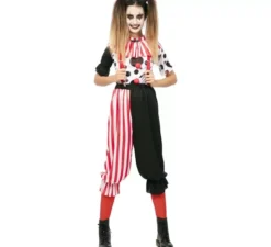 Costume da Clown Malvagio Tricolore con colletto per donna