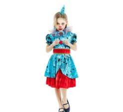 Costume da Clown Maniac blu e rosso per bambina e adolescente
