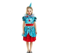 Costume da Clown Maniac blu e rosso per bambina e adolescente