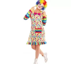 Costume da Clown multicolor a pois per donna