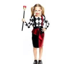 Costume da Clown Rombo nero e rosso per bambina e adolescente
