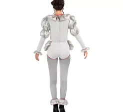 Costume da Clown Sinistro grigio e rosso per donna
