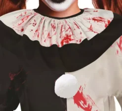 Costume da clown spaventoso bianco e nero per bambine