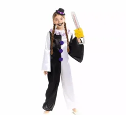 Costume da clown spaventoso con cappello per bambine