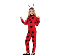 Costume da coccinella a pois neri per bambina