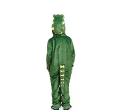 Costume da coccodrillo verde e giallo con cappuccio per bambino