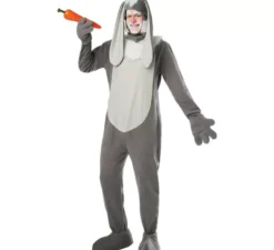 Costume da coniglio grigio con orecchie lunghe per uomo