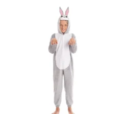 Costume da coniglio grigio e bianco per bambini