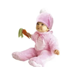 Costume da coniglio rosa con fiocco per bebè