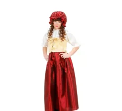 Costume da contadina beige e rosso per bambina