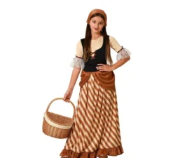 Costume da contadina medievale marrone per ragazza