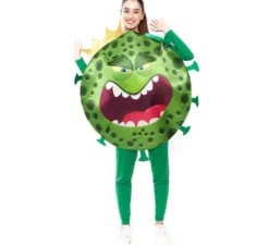 Costume da coronavirus verde con corona per adulto