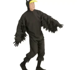 Costume da corvo con becco e piume per uomo