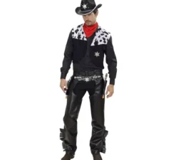 Costume da cowboy da rodeo nero per uomo