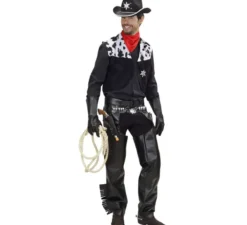 Costume da cowboy da rodeo nero per uomo