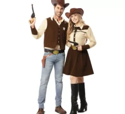 Costume da cowboy da sceriffo marrone per uomo