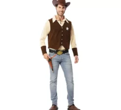 Costume da cowboy da sceriffo marrone per uomo