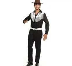 Costume da cowboy del vecchio West bianco e nero per uomo