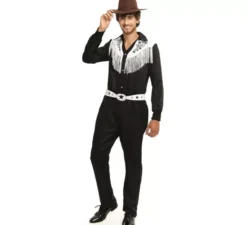 Costume da cowboy del vecchio West bianco e nero per uomo