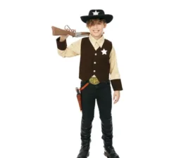 Costume da cowboy marrone da sceriffo per ragazzo