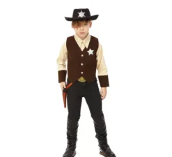 Costume da cowboy marrone da sceriffo per ragazzo