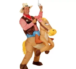 Costume da cowboy su cavallo gonfiabile per adulto