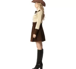 Costume da cowgirl beige e marrone con cintura per donna