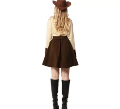 Costume da cowgirl beige e marrone con cintura per donna