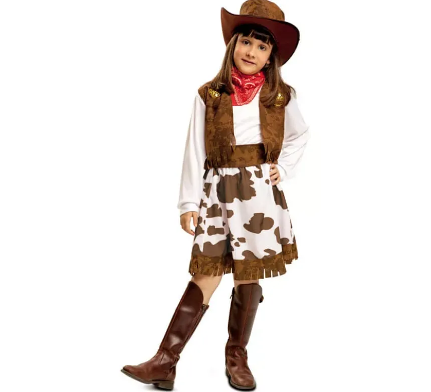 Costume da cowgirl bianco e marrone per bambina