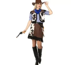 Costume da cowgirl con stampa mucca per donna