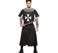Costume da crociato medievale nero per uomo