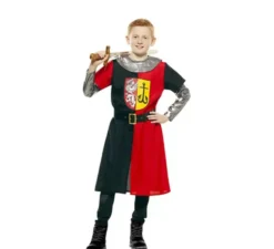 Costume da crociato medievale rosso e nero per bambino
