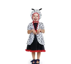 Costume da dalmata in abito con cappuccio per bambina e bambina