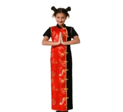 Costume da dama cinese nero e rosso per bambina