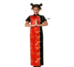 Costume da dama cinese nero e rosso per bambina