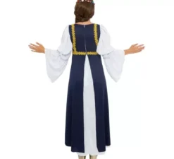 Costume da dama medievale blu e bianco per donna
