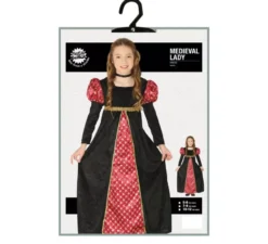 Costume da Dama medievale nero perbambina