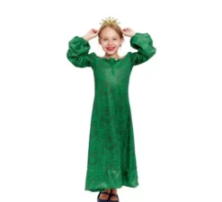 Costume da dama medievale stampata in verde per bambina