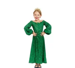 Costume da dama medievale stampata in verde per bambina