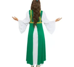 Costume da dama medievale verde e bianco per donna
