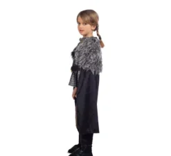 Costume da dama vichinga in argento con mantello per ragazza