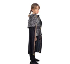 Costume da dama vichinga in argento con mantello per ragazza