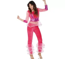 Costume da danzatrice da discoteca rosa per donna