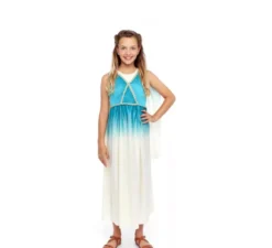 Costume da dea greca blu e bianco per bambina