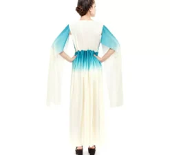 Costume da dea greca blu e bianco per donna